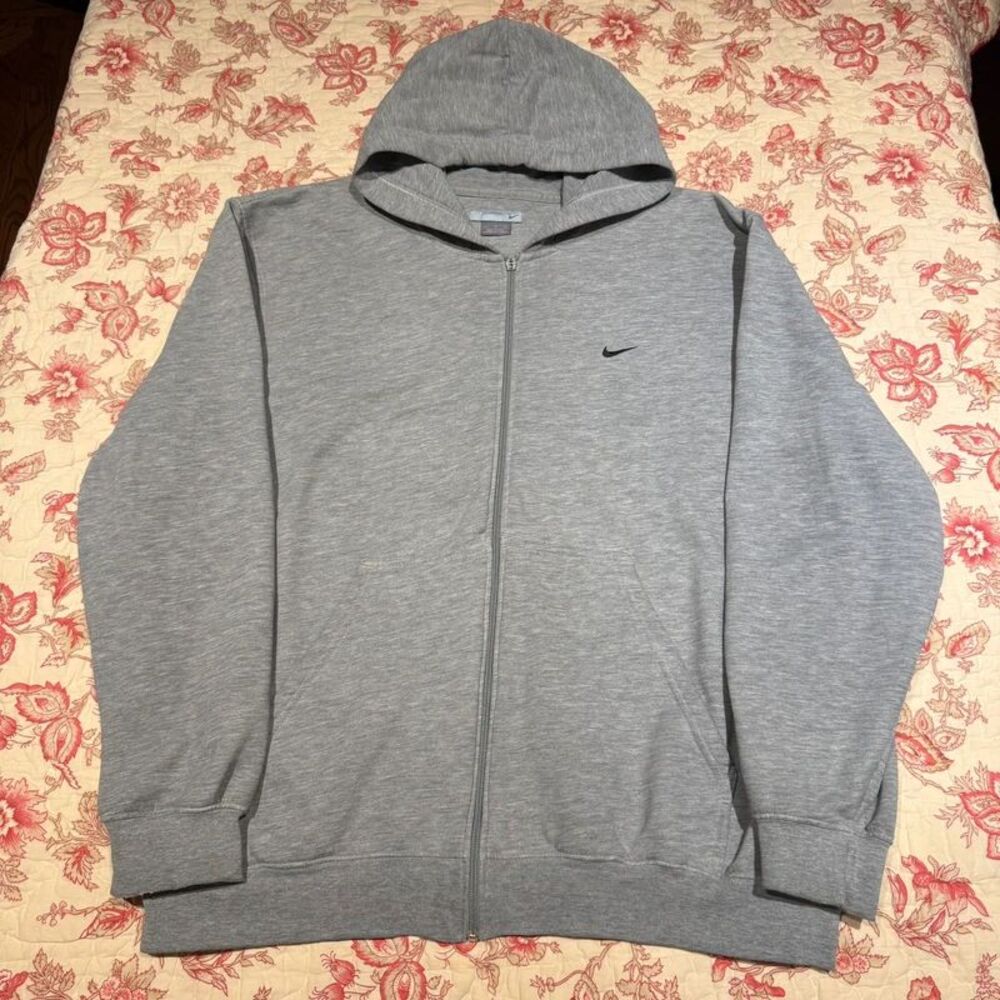 Vintage 90s Nike Grey Tag Embroidered Swoosh Grey Full Zip Y2K Hoodie!